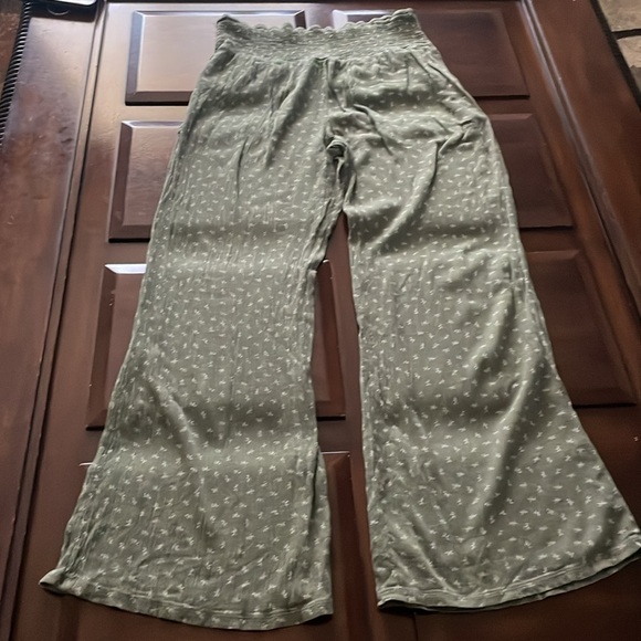 THREE DOTS Women's Green Pattern Printed Wide Leg Pull On Pant Size LARGE - Picture 10 of 11